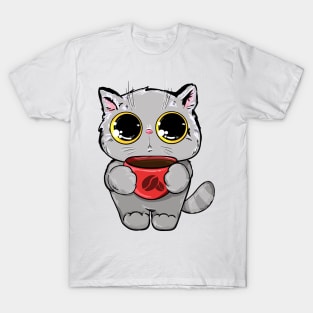 Cute cat with coffee T-Shirt